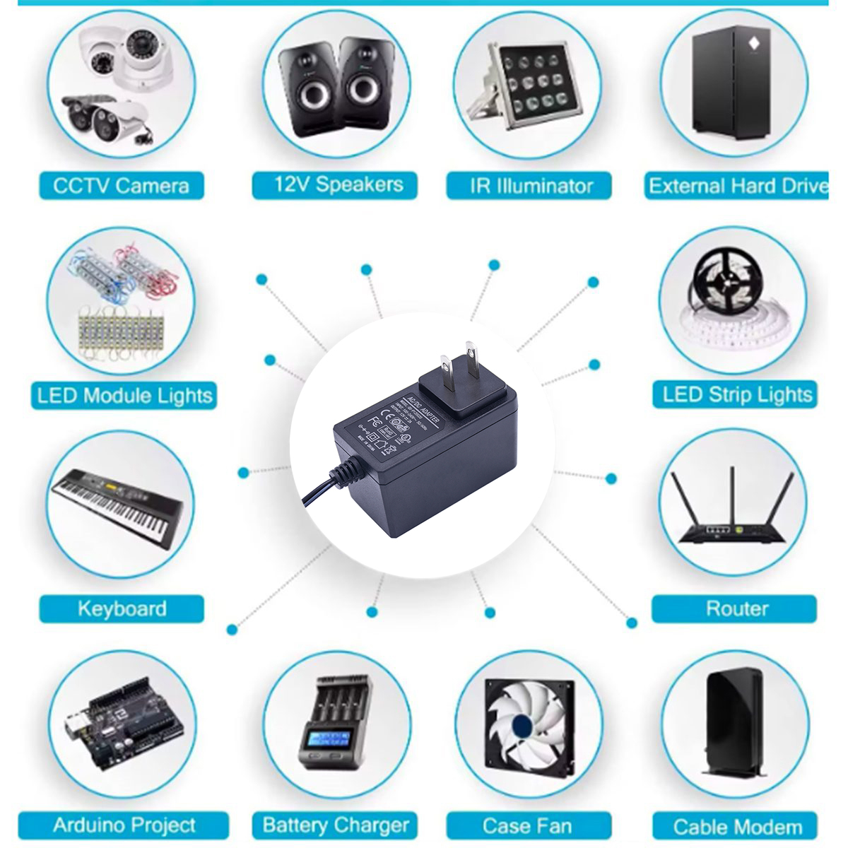 24 watt power adapter wall mount