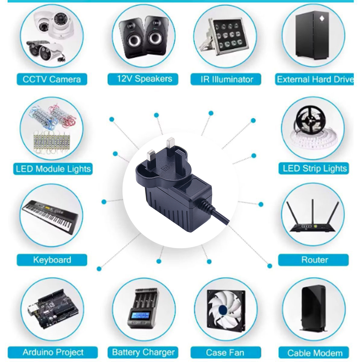 UL CE ROHS Approved AC DC Power Adapter 5W-18W